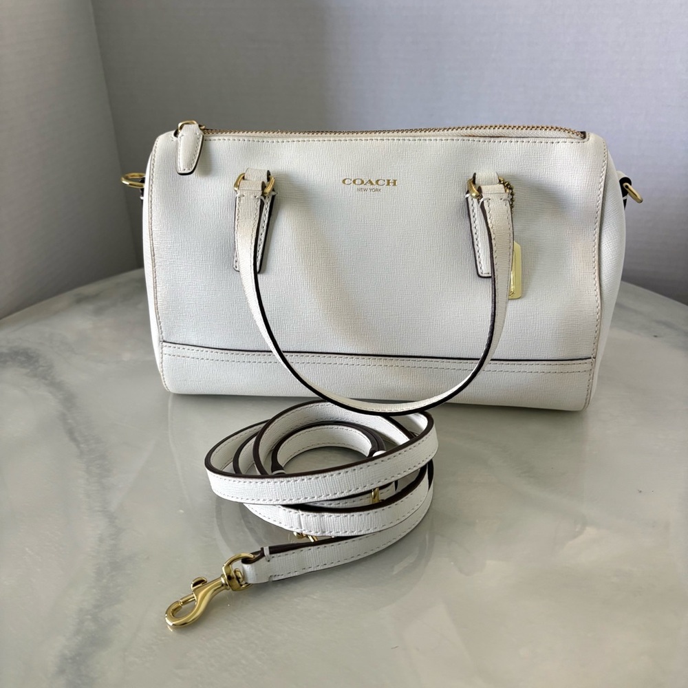 Coach Staffiano Leather Off White Mini Satchel Purse